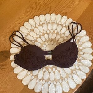 LA PERLA Women's Demi Bra Color Burgundy 34B Pretty Lace Embroidery